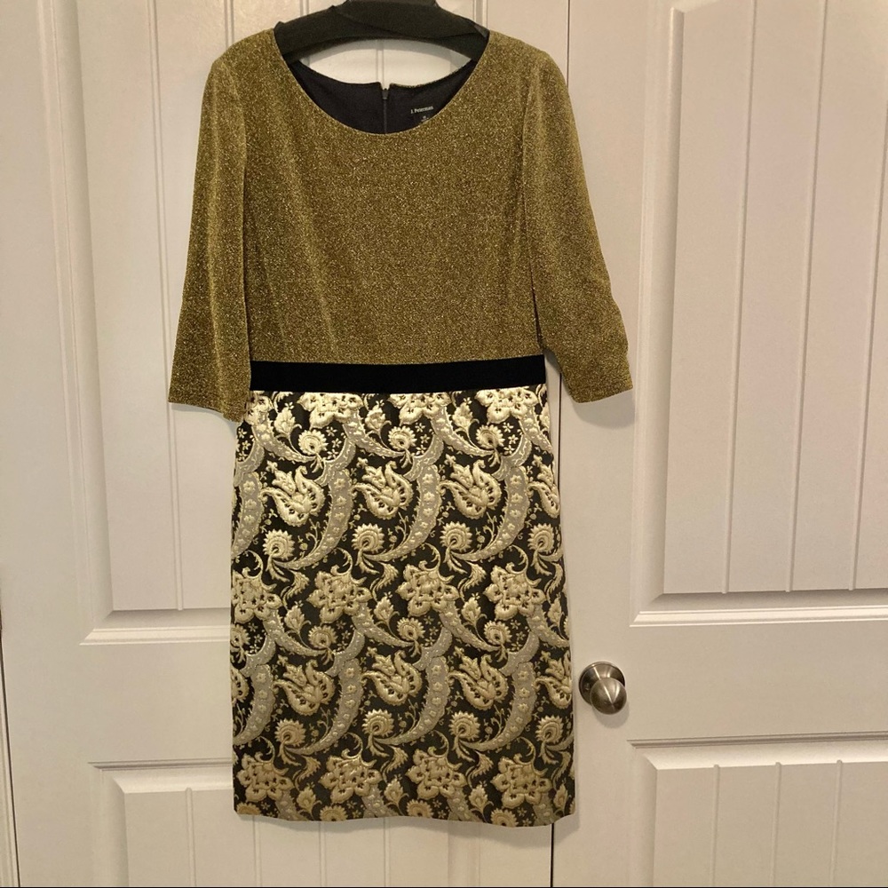 J. Peterman Electric Light Women’s Dress, Black Gold, size 12